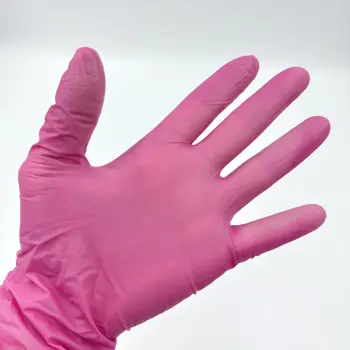 IWOU PROFESSIONAL Перчатки вин-нитр L розовые/ Wally Plastic 100 шт, фото 3