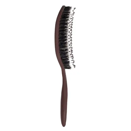 SOLOMEYA Расческа массажная для волос с натуральной щетиной, коричневая / Hair Brush with natural boar bristle Brown - 2