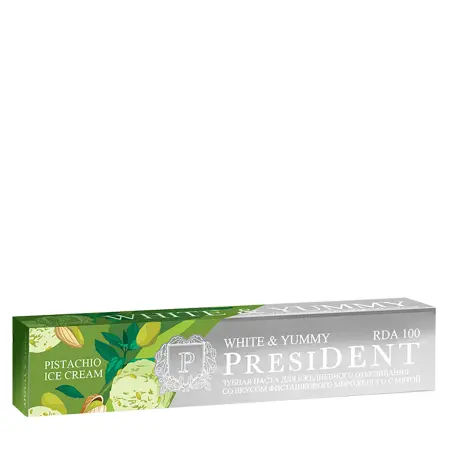 PRESIDENT Паста зубная фисташковое мороженое с мятой / PRESIDENT White & Yummy 100 RDA 75 гр - 2