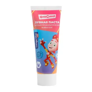 LONGA VITA Паста зубная детская профилактическая от 3-х лет Фиксики / Longa Vita Biotech Bubble Gum 75 гр, фото 1