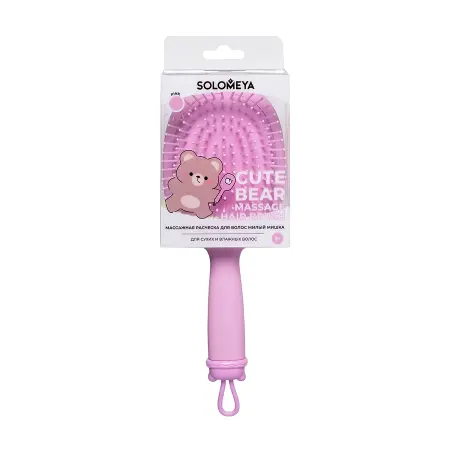 SOLOMEYA Расческа массажная для волос милый мишка, розовая / Cute Bear Massage Hair Brush Pink - 6