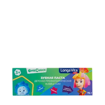 LONGA VITA Паста зубная детская профилактическая от 3-х лет Фиксики / Longa Vita Biotech Bubble Gum 75 гр, фото 3