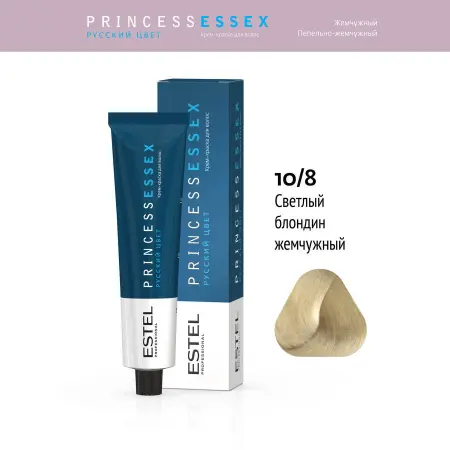 ESTEL PROFESSIONAL 10/8 краска для волос, светлый блондин жемчужный (жемчужный лед) / ESSEX Princess 60 мл - 2