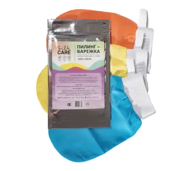 SILK CARE Варежка шелковая для пилинга коралловая дойпак / Silk Care Crazy Colours, фото 4