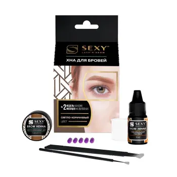 Набор для домашнего использования, светло-коричневый / SEXY BROW HENNA 5 капсул