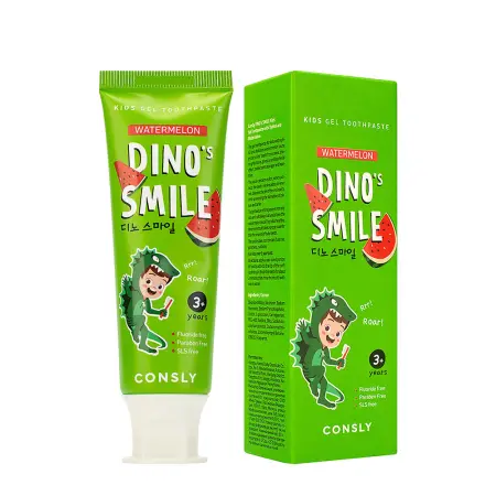 CONSLY Паста зубная детская гелевая c ксилитом и вкусом арбуза / Consly Dino s Smile 60 гр - 2