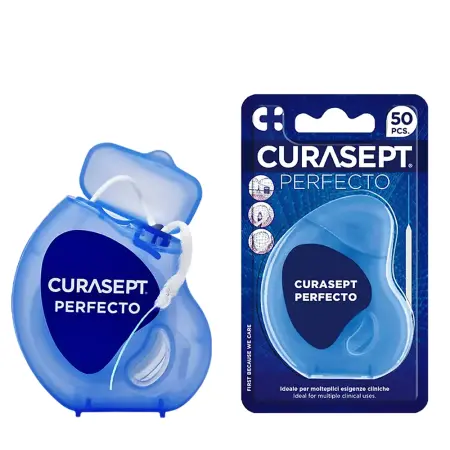 CURASEPT Нить зубная губчатая мягковолокнистая из суперфлосса для брекетов, имплантов и мостов / CURASEPT Perfecto 50 шт - 2