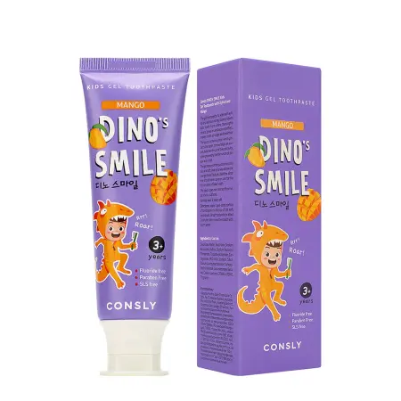 CONSLY Паста зубная детская гелевая c ксилитом и вкусом манго / Consly Dino s Smile 60 гр - 2