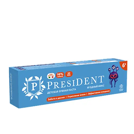 PRESIDENT Паста зубная детская 6+ Ягодный микс (50 RDA) / President 43 г - 4