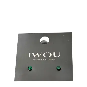 Серьги гвоздики IWOU глубокий изумруд 4мм