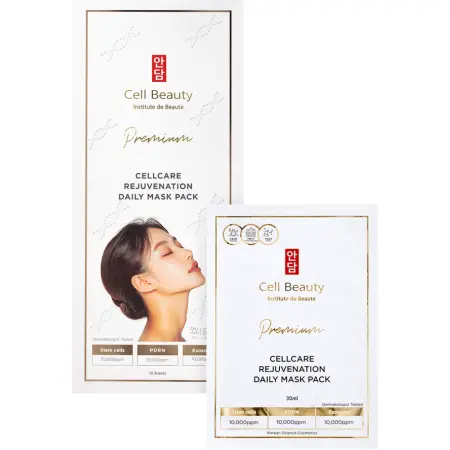 CELL BEAUTY Маска омолаживающая для ежедневного ухода / Premium Cellcare Rejuvenation Daily Mask Pack 10 шт*30 мл - 3