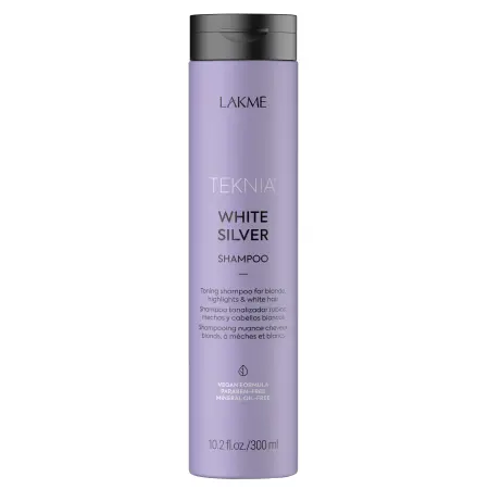 LAKME Шампунь тонирующий для нейтрализации желтого оттенка волос / WHITE SILVER SHAMPOO 300 мл - 1