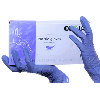 ECOLAT Перчатки нитриловые, фиолетовые, размер L / 4U EcoLat 100 шт, фото 2