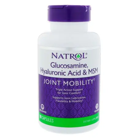NATROL Добавка биологически активная к пище HYALURONIC ACID MSM &GLUCOSAMINE 90 капсул - 1