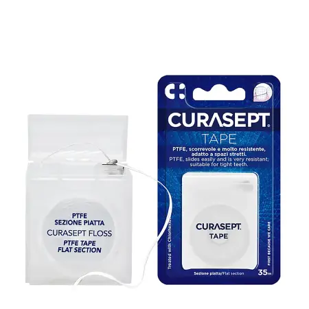 CURASEPT Нить зубная вощеная плоская CHX 0,2% / CURASEPT PTFE TAPE 35 м - 2
