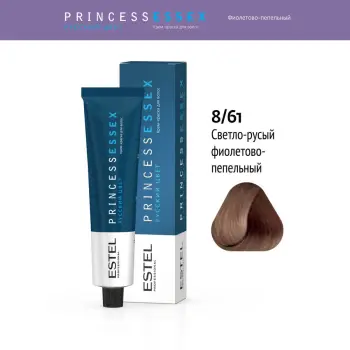 ESTEL PROFESSIONAL 8/61 краска для волос, светло-русый фиолетово-пепельный / ESSEX Princess 60 мл, фото 2