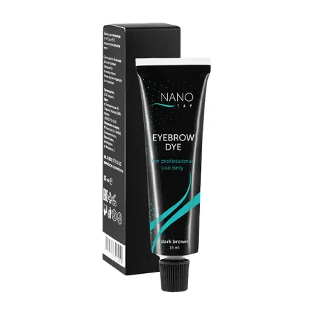 NANO TAP Гель-краска для бровей, в тубе, тон темно-коричневый / NanoTap dark brown 15 мл - 1