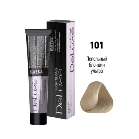 ESTEL PROFESSIONAL 101 краска для волос, пепельный блондин ультра / DE LUXE HIGH BLOND 60 мл - 2