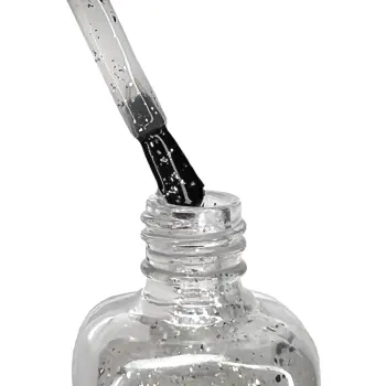 IQ BEAUTY Покрытие финишное для лака профессиональное с поталью глянцевое, серебро / PROLAC+bioceramics Potal glossy top Silver 12.5 мл, фото 3