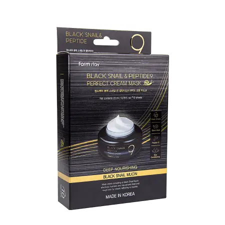 FARMSTAY Маска тканевая для лица с пептидами и муцином улитки / Black Snail & Peptide9 Perfect Cream Mask 10*23 мл - 3