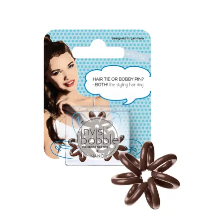 INVISIBOBBLE Резинка для волос / invisibobble NANO Pretzel Brown (с подвесом) - 1