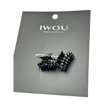 IWOU PROFESSIONAL Набор крабов для волос мини Стразы в черном 2шт, фото 2