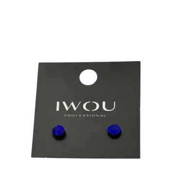 Серьги гвоздики IWOU индиго 7мм