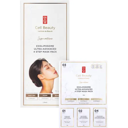 CELL BEAUTY Набор саше 4-этапный с экзолипосомами (пенка+маска+бустер+крем) для лица / Signature Exoliposome Ultra-Advanced 4 Step Mask Pack 5 шт*36 мл - 3