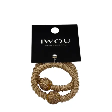 IWOU PROFESSIONAL Резинка для волос Золотая бусина латте 2шт - 1