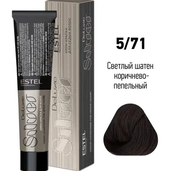 ESTEL PROFESSIONAL 5/71 краска для волос, светлый шатен коричнево-пепельный / De Luxe Silver 60 мл, фото 2