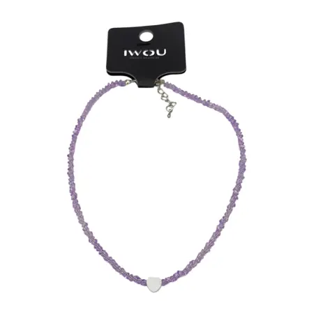 IWOU PROFESSIONAL Чокер Кристалики сиреневые с сердечком - 1
