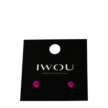 Серьги гвоздики IWOU фуксия 7мм