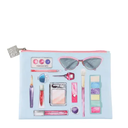 DEWAL BEAUTY Косметичка Модница, голубая 22,5 х 17 х 1 см - 1
