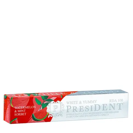 PRESIDENT Паста зубная Арбузно-мятный сорбет / PRESIDENT White & Yummy 75 гр - 2
