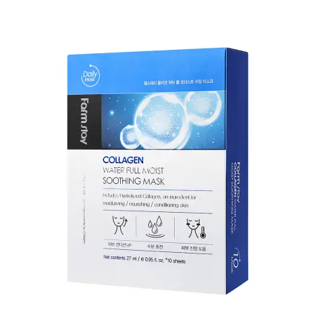 FARMSTAY Маска успокаивающая для лица с коллагеном / Collagen Water Full Moist Soothing Mask 10*27 мл - 1