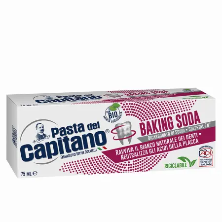 PASTA DEL CAPITANO Паста зубная для деликатного отбеливания и защиты полости рта с содой / Baking Soda 75 мл - 2