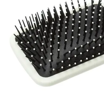DEWAL BEAUTY Щетка массажная Прованс с пластиковым штифтом, квадратная, кремовая 13 рядов, фото 4