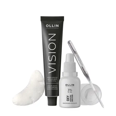 OLLIN PROFESSIONAL Набор для окрашивания бровей и ресниц, темный графит / Ollin Vision 20 мл - 3