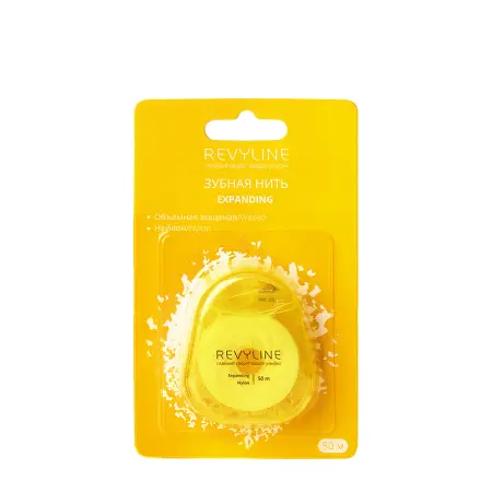 REVYLINE Нить зубная вощеная 840D, нейлон, 50 м, желтая / Expanding - 1