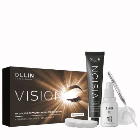 OLLIN PROFESSIONAL Набор для окрашивания бровей и ресниц, коричневый / OLLIN VISION SET brown 20 мл - 2