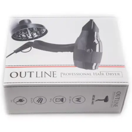 BE-UNI PROFESSIONAL Фен для волос OutLine, черный с диффузором, 2000-2200W - 9