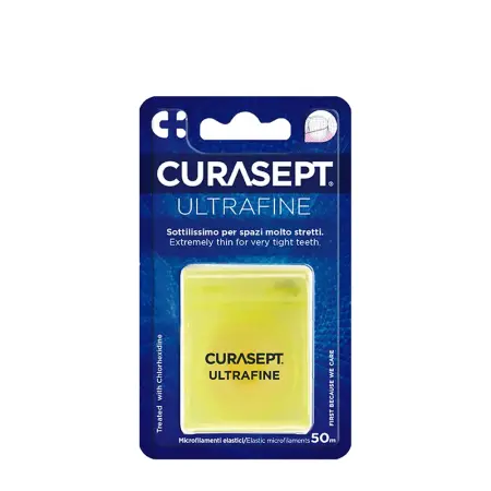 CURASEPT Нить зубная невощеная ультратонкая CHX 0,2%, со вкусом мяты / CURASEPT ULTRAFINE 50 м - 1