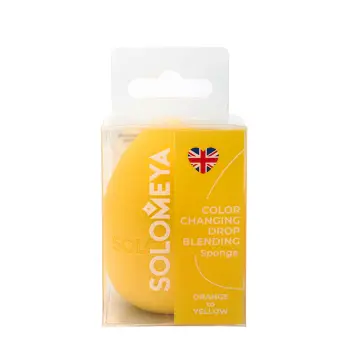 Спонж для макияжа меняющий цвет Капля, оранжево-желтый / Color Changing Drop blending sponge Orange-Yellow 1 шт