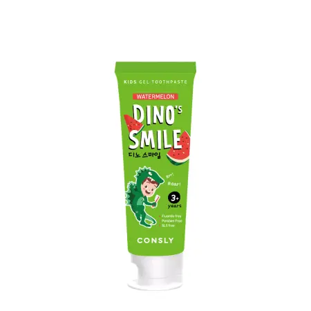 CONSLY Паста зубная детская гелевая c ксилитом и вкусом арбуза / Consly Dino s Smile 60 гр - 1