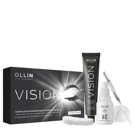 OLLIN PROFESSIONAL Набор для окрашивания бровей и ресниц, темный графит / Ollin Vision 20 мл - 2