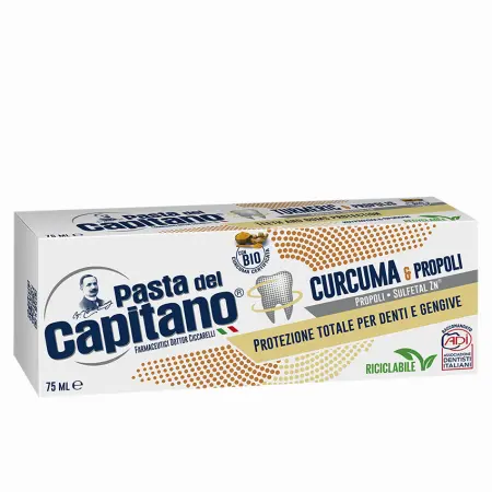 PASTA DEL CAPITANO Паста зубная комплексная защита Куркума и Прополис / Teeth and Gums Protection Turmeric & Propolis 75 мл - 2