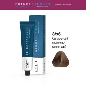 ESTEL PROFESSIONAL 8/76 краска для волос, светло-русый коричнево-фиолетовый (дымчатый топаз) / ESSEX Princess 60 мл, фото 2