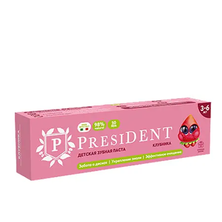 PRESIDENT Паста зубная детская 3-6 Клубника (50 RDA) / President 43 г - 4