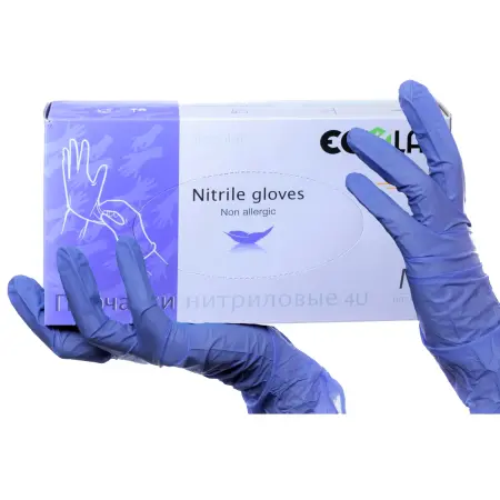 ECOLAT Перчатки нитриловые, фиолетовые, размер S / 4U EcoLat 100 шт - 2