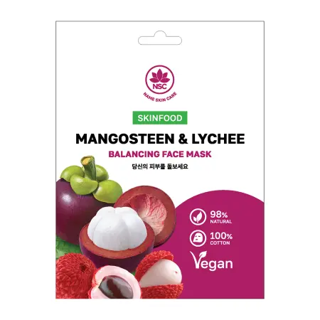 NAME SKIN CARE Маска тканевая для лица мангостин и личи / Skinfood NSC 22 гр - 1